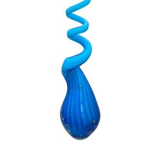 Millefiori Murano Italy hand-blown vase, 14", Blue, twist